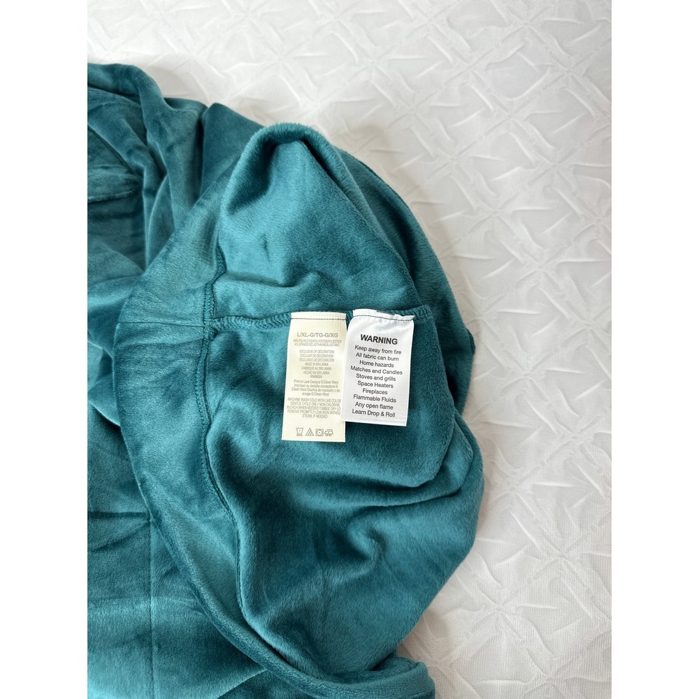 Eileen West Lux Velour Zip Front Green Robe LARGE/XL Leisure Classic Loungewear - Picture 5 of 8